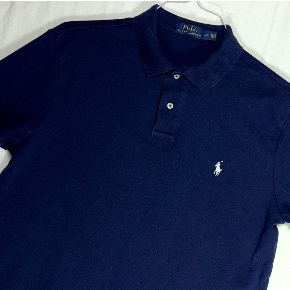 Polo Ralph Lauren Mens Navy Blue Classic Fit Short Sleeve Polo Shirt Size L